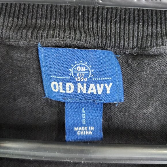Mens Black Old Navy Sweater V-Neck Long Sleeve 100% Cotton Size L - Picture 6 of 11